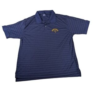 Pro Player Polo Shirt Mens XL Navy West Virginia Mountaineers Striped Short Slev